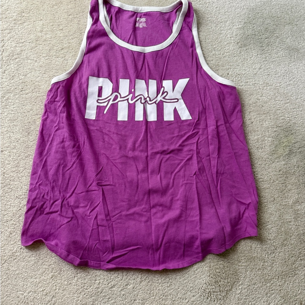 PINK Victoria's Secret Purple Logo Ringer Tank